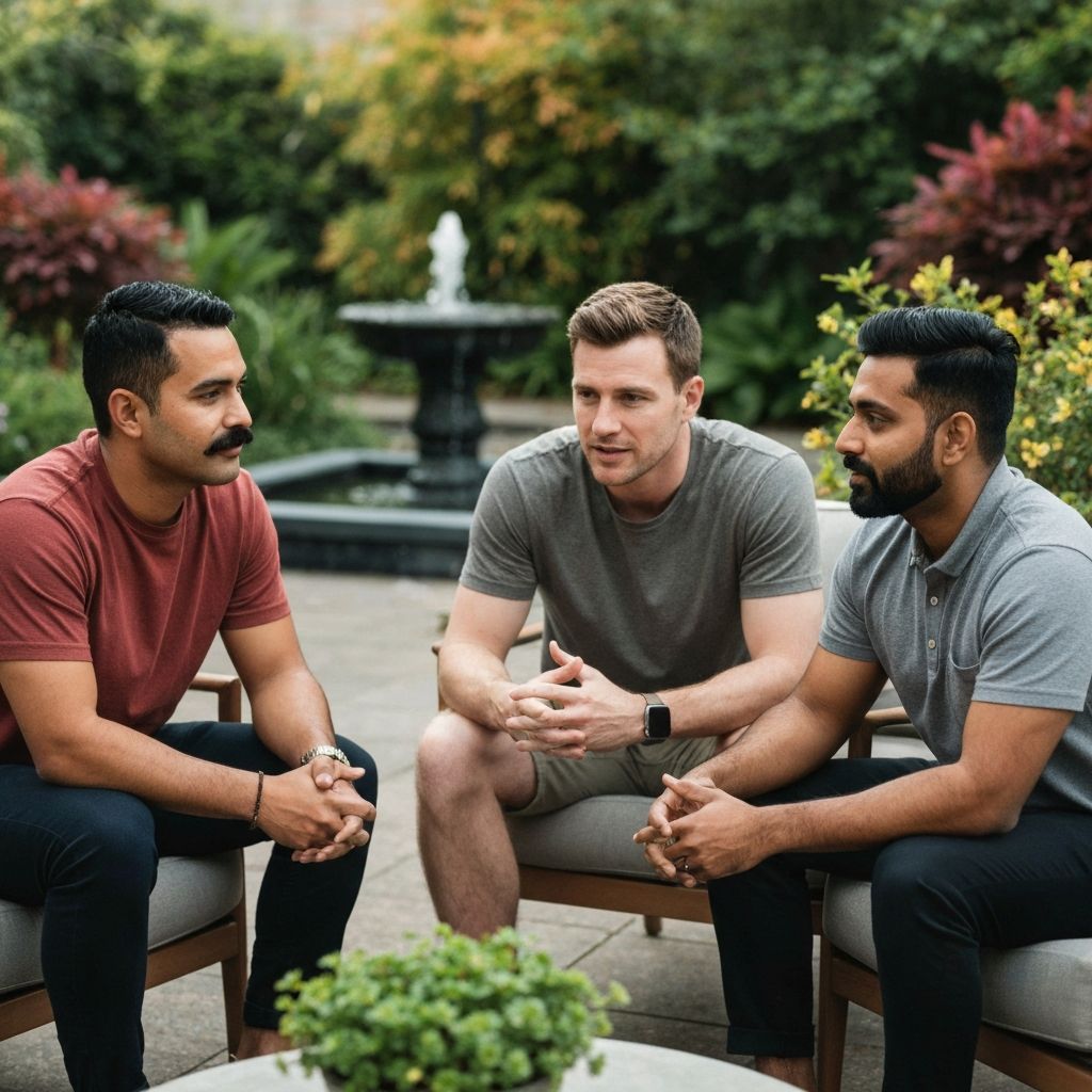 Men discussing wellness